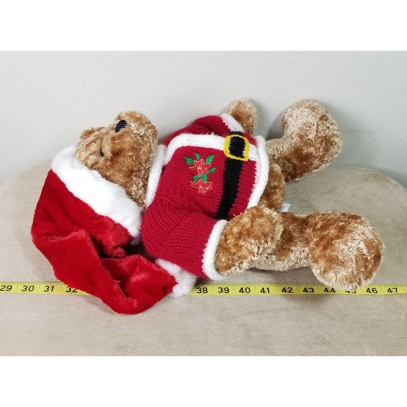 Dan Dee Teddy Bear Christmas 16" Knitted Sweater Plush Toy Stuffed Animal Vtg - Picture 13 of 13